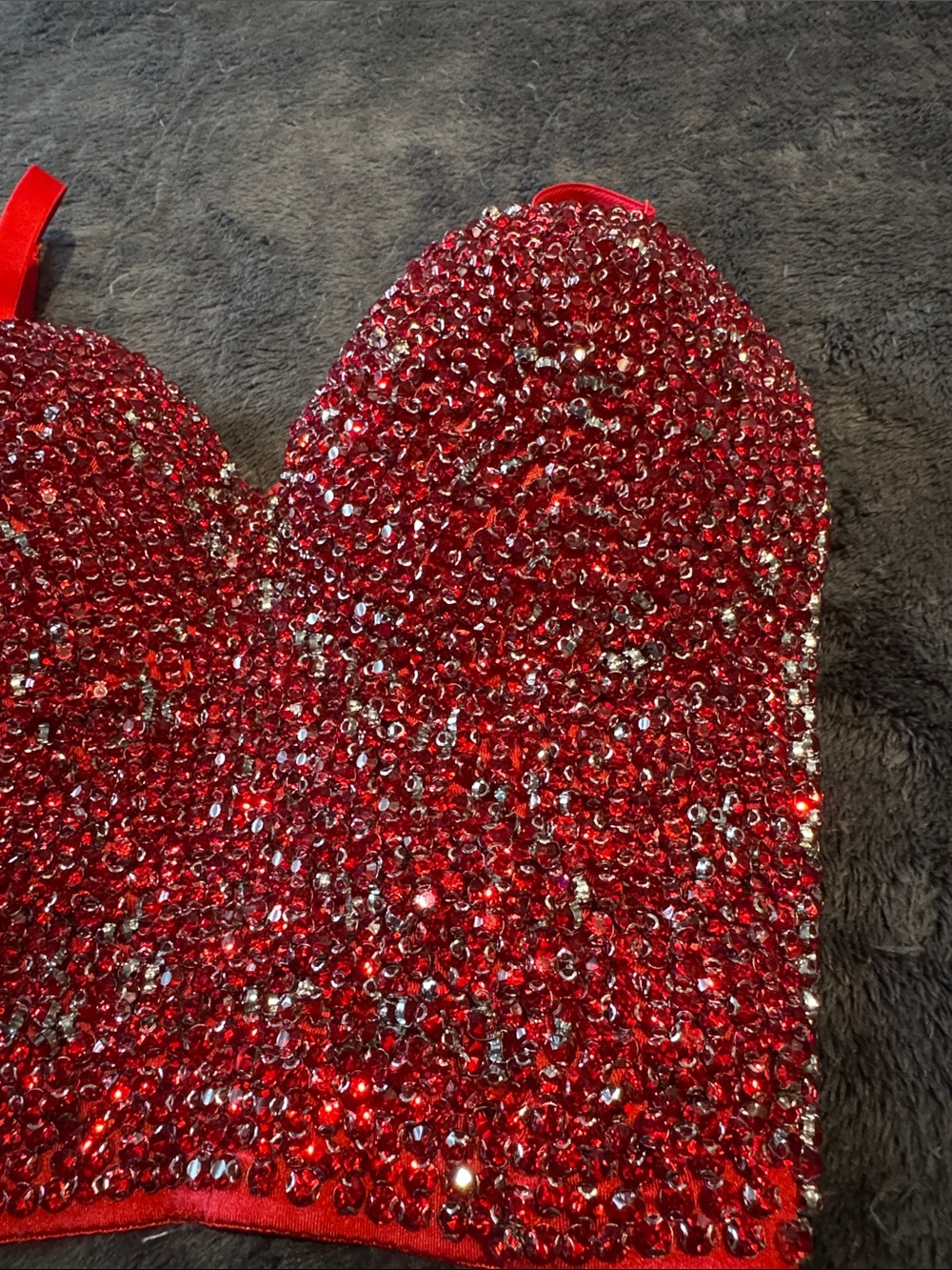 Windsor Red Beaded Bustier Corset Crop Top - Picture 3 of 5